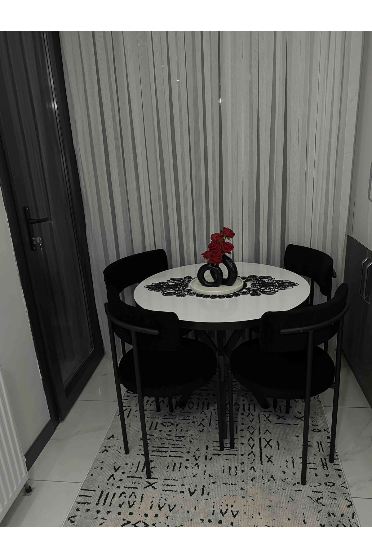 Salon Takımı, Yatak Odası 3 Parça Sehpa Örtüsü, Masa Örtüsü 3 Parça Oda Takımı Siyah