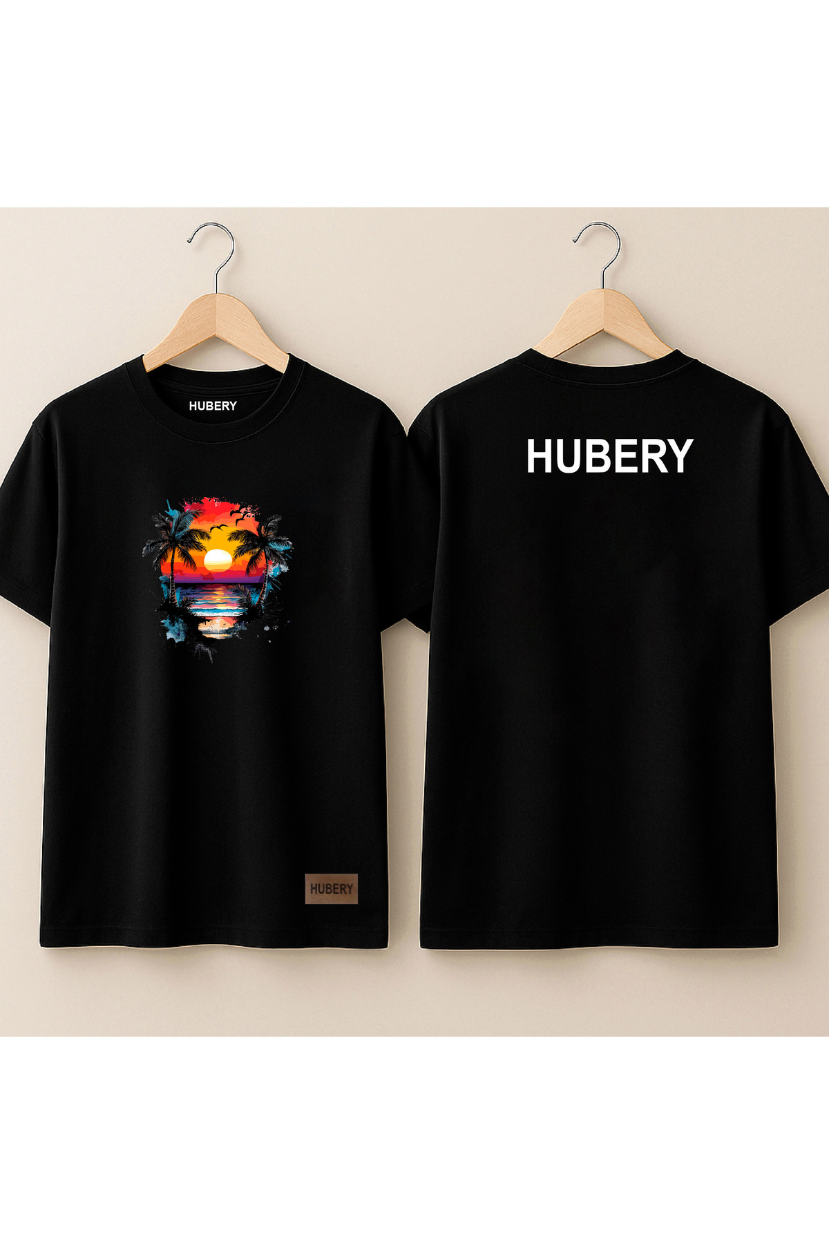 Erkek Relaxed Fit Tişört Tropikal Palmiye Baskılı – HUBERY