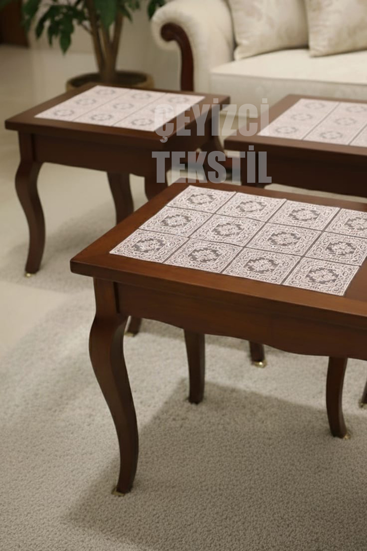 3 Parça Salon Vitrin Peçetesi Sehpa Takımı, 3 Parça Sehpa Takımı