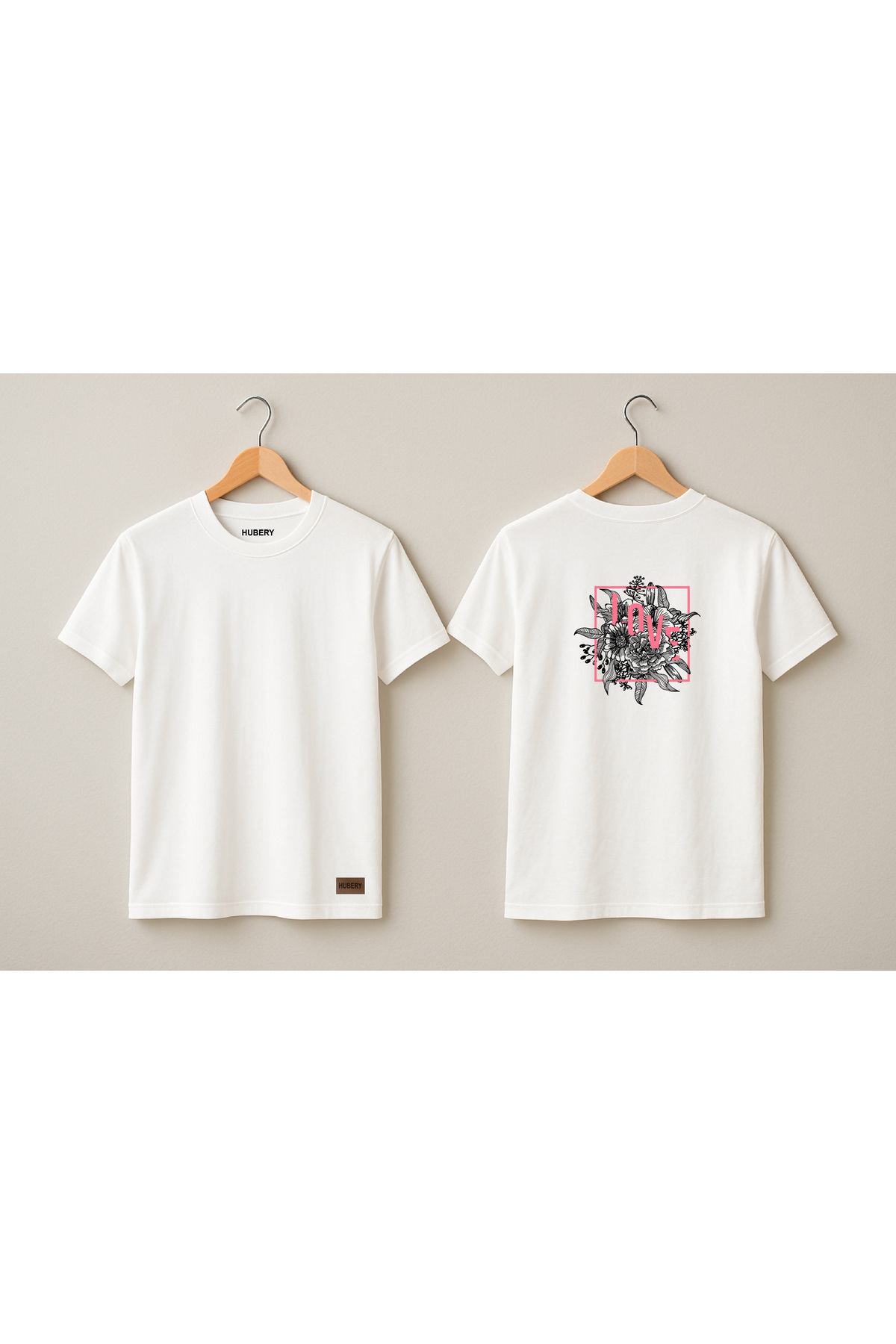 Kadın Relaxed Fit Tişört Love Çiçek Desenli – HUBERY