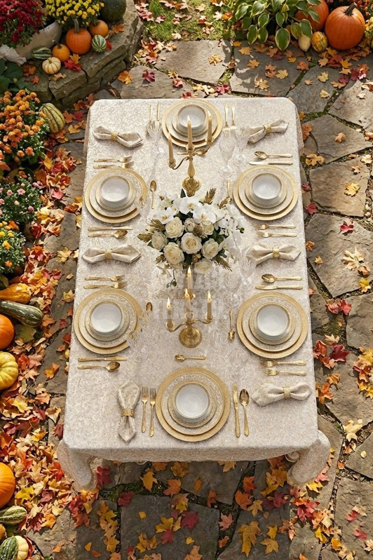 Fransız Güpürlü Masa Örtüsü Kahve 120x160cm Tablecloth