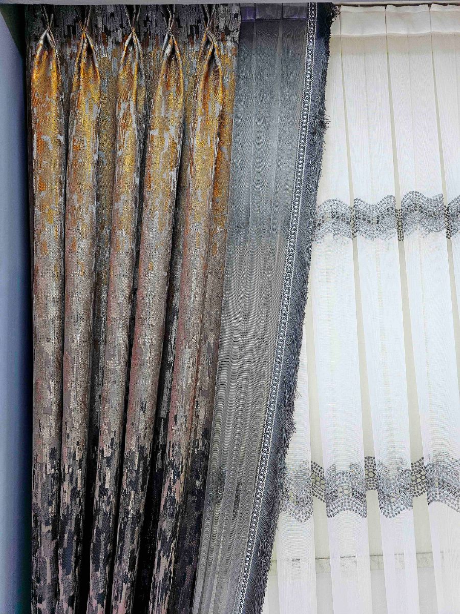 TÜLLÜ FON PERDE RENK GEÇİŞLİ İTALYAN JAKARLI