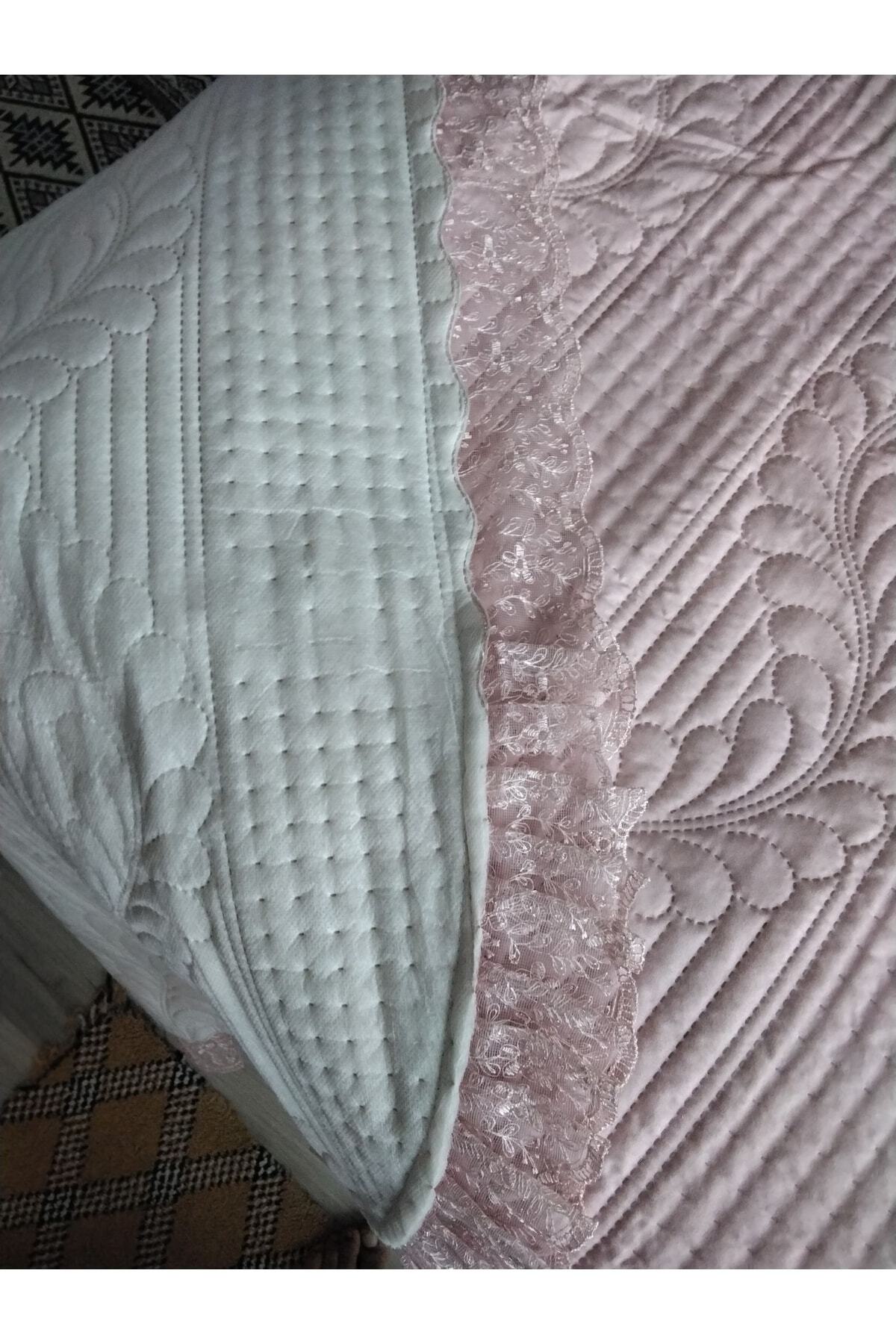 Bade Çift Kişilik Yatak Örtüsü, Yatak Takımı - Pudra (BEDDİNG SET)