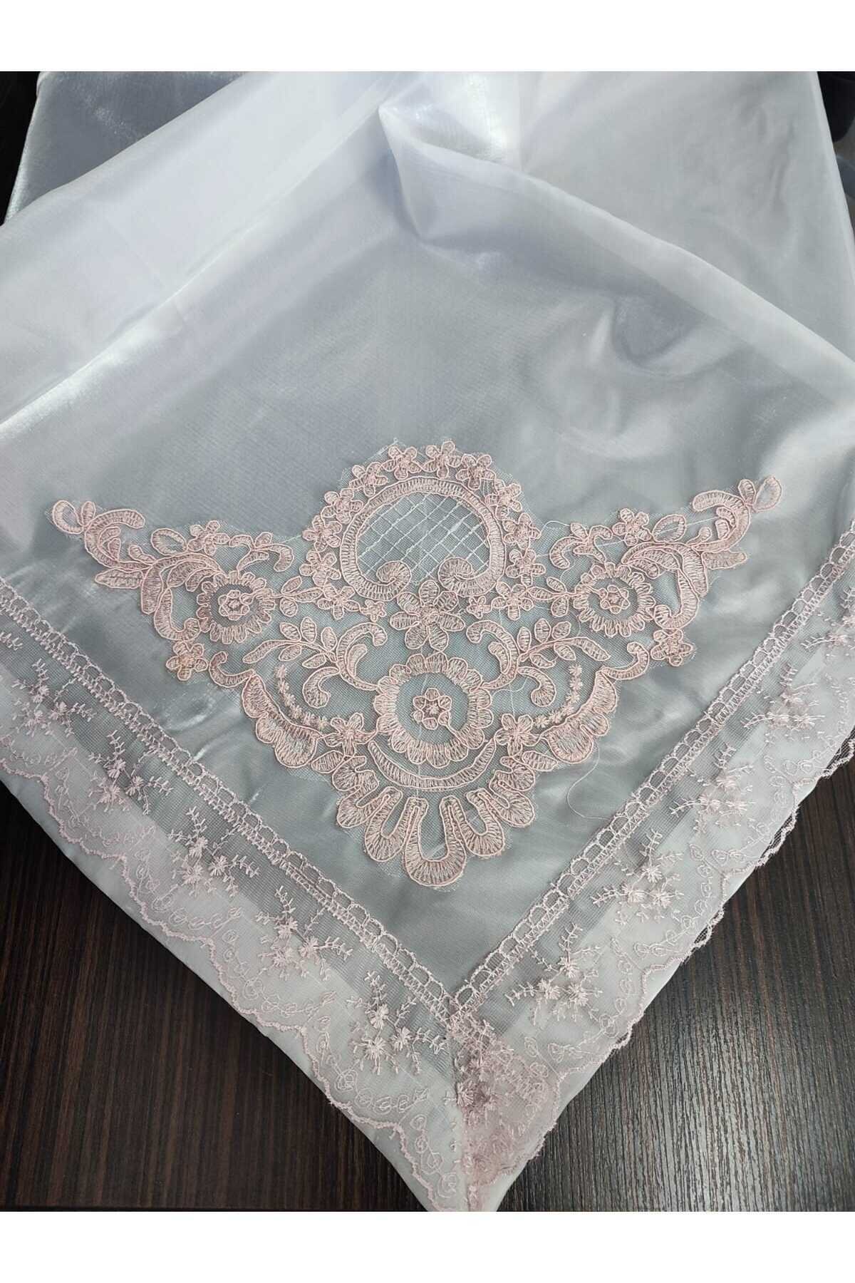Fransız Güpürlü Işlemeli, Çeyizlik Saten Lüks Bohça, Nişan Bohçası