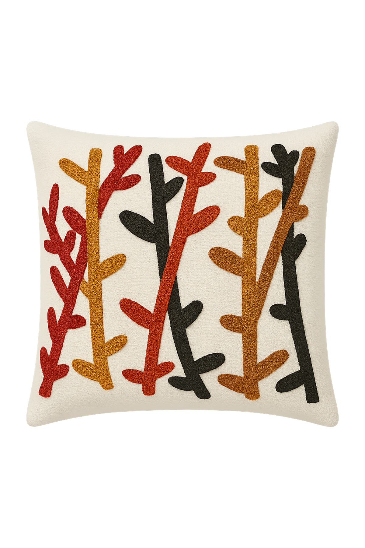 Punch Nakışlı Keten Bohem Desenli Kırlent Kılıfı - 43*43 cm -
