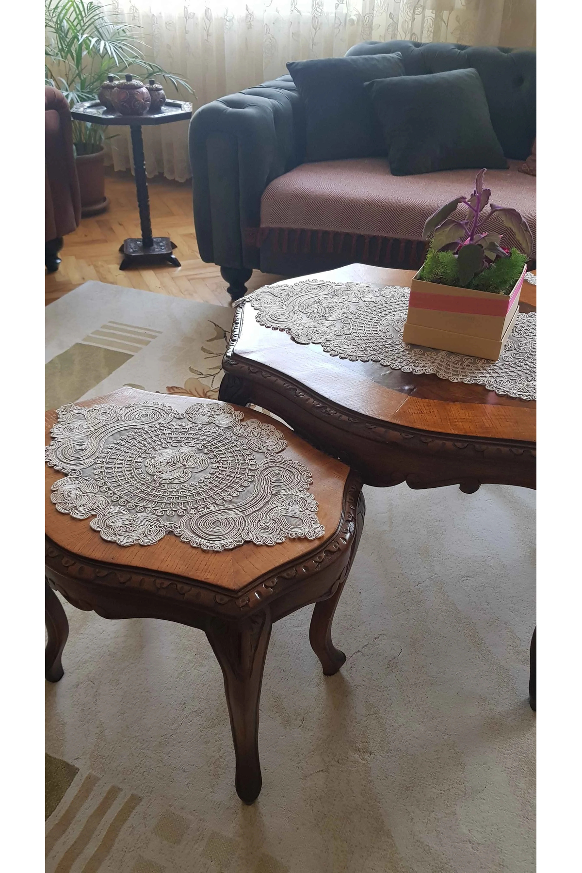Salon Takımı, Yatak Odası 3 Parça Sehpa Örtüsü, Masa Örtüsü 3 Parça Oda Takımı