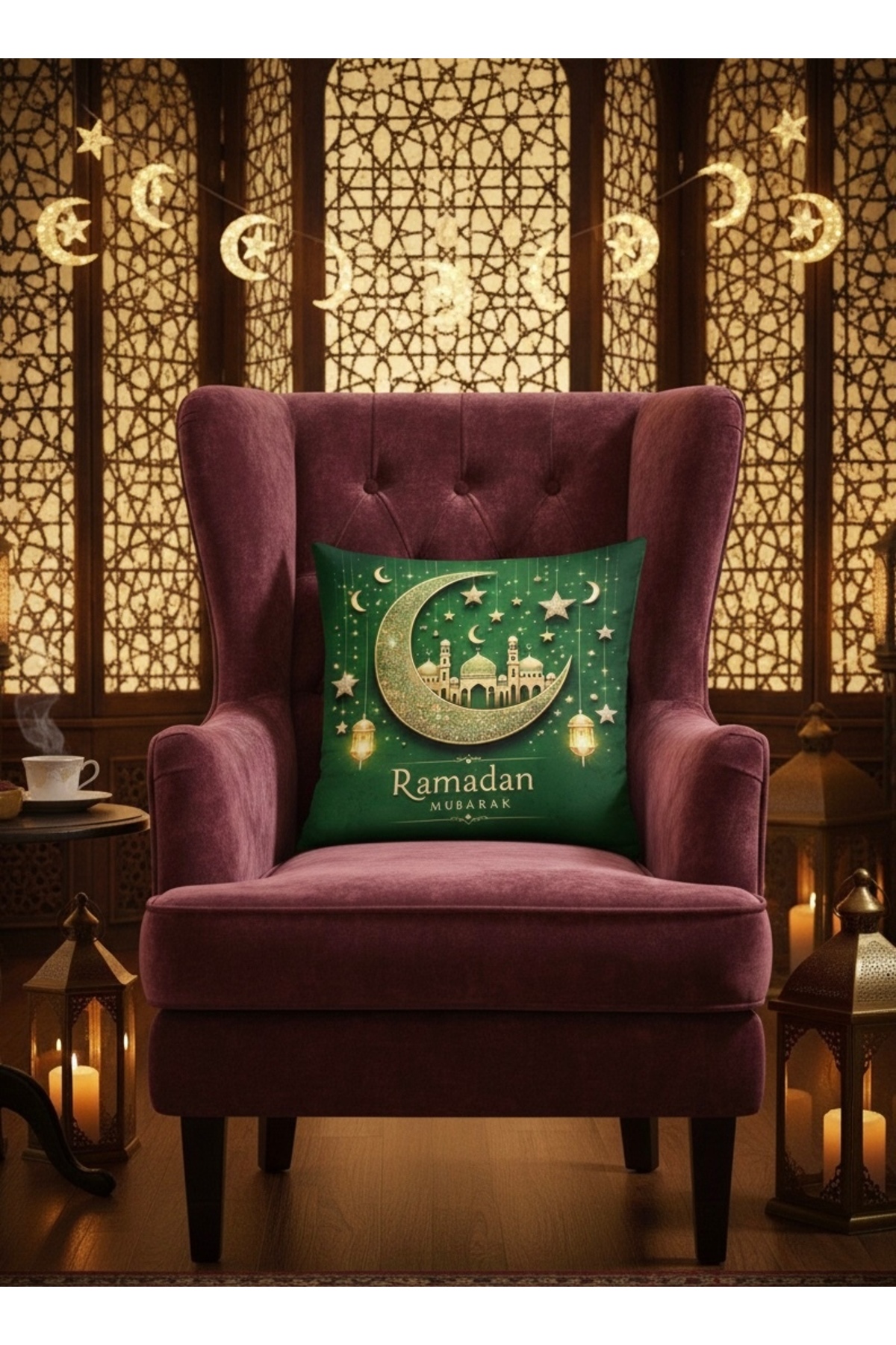 Digital Baskılı Ramazan Temalı Dekoratif Kırlent Kılıfı