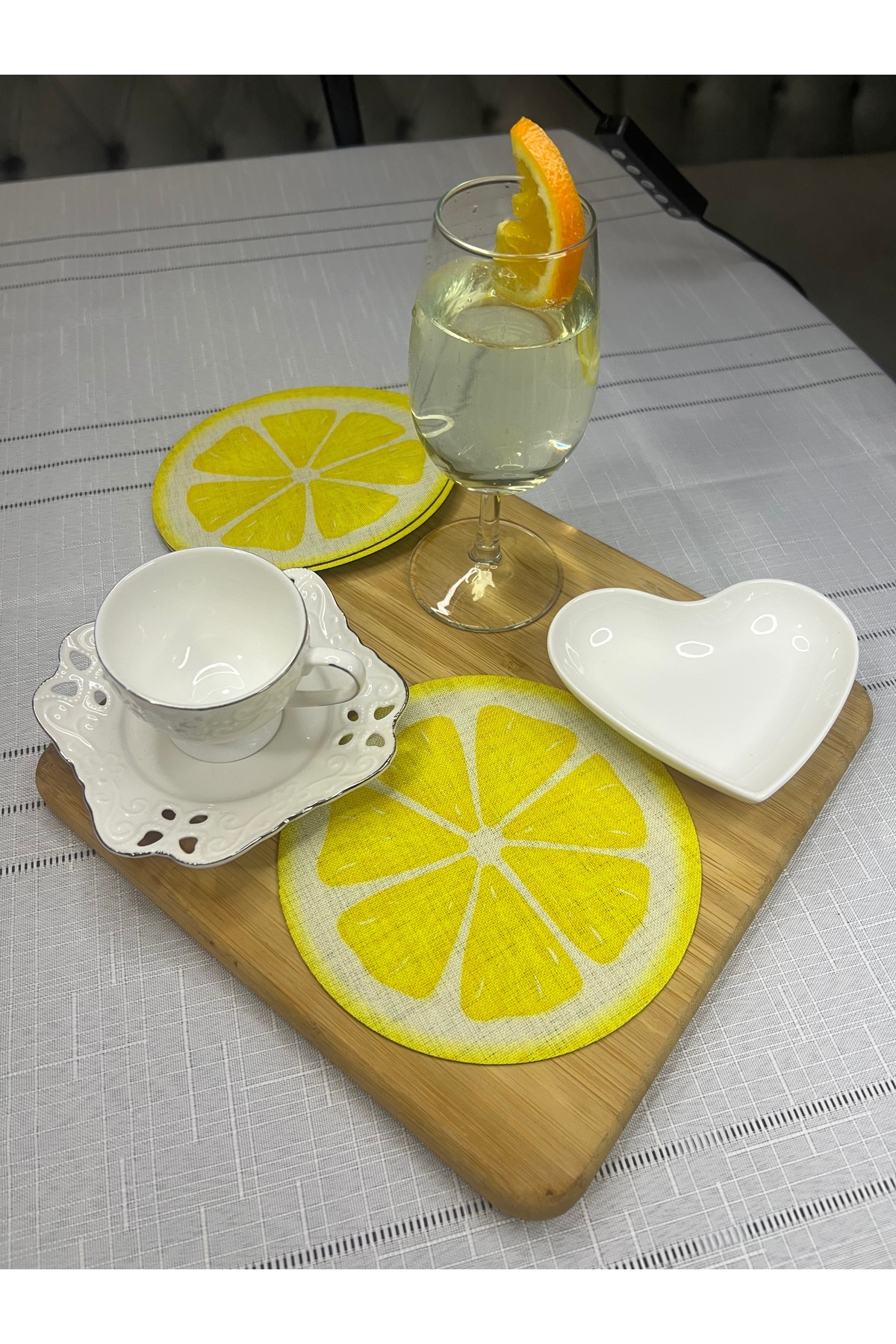 Yaz Esintisi Limon Tasarım Digital Baskı Leke Tutmaz Kumaş Kokteyl & Sunum Peçetesi 6 Adet
