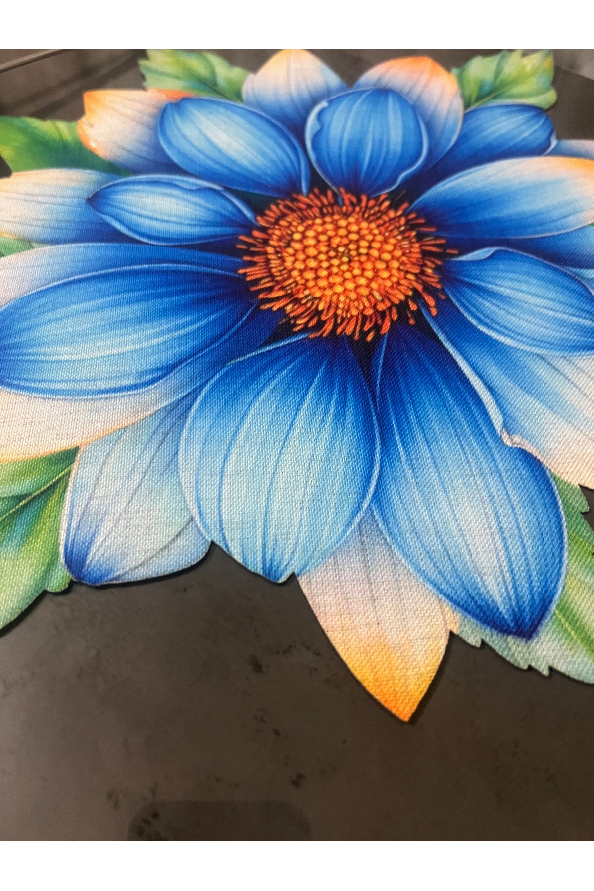 Mavi Gazania Tasarımlı 3D Digital Baskılı Lazer Kesim Detaylı Amerikan Servis & Supla 6 Adet
