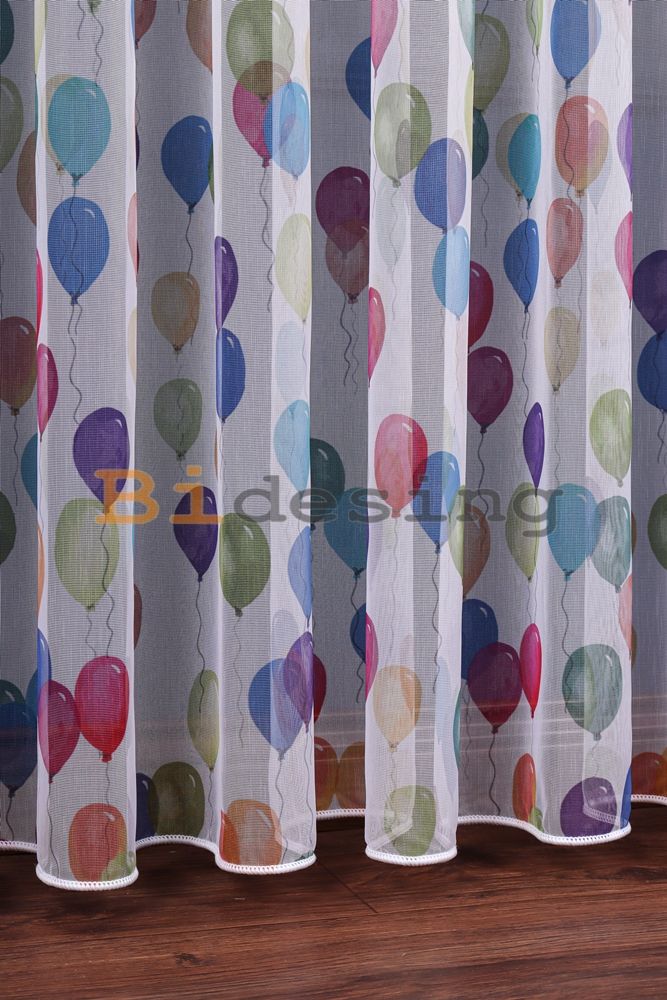 Genç - Çocuk Odası Renkli Balon Desenli Tül Perde 