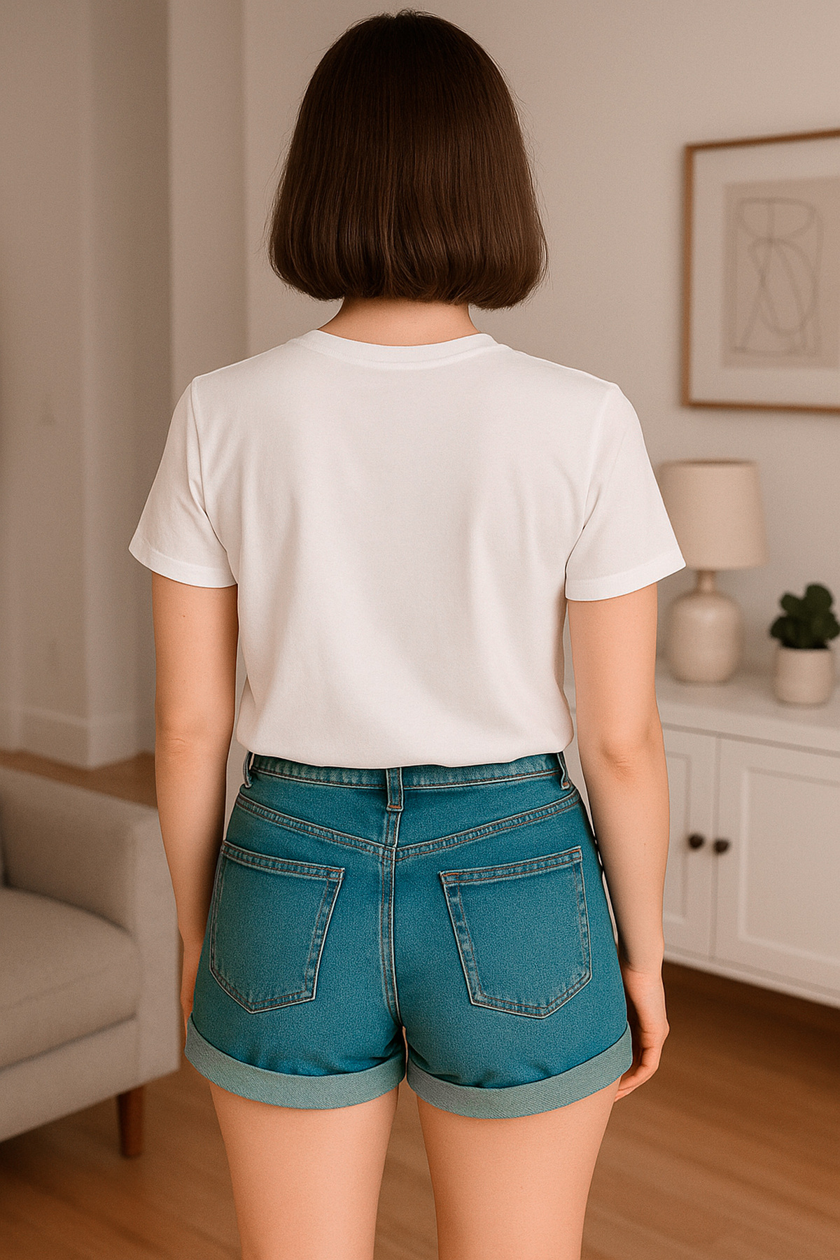 Kadın Beyaz Tişört Renkli Çizim Portre Baskılı Relaxed Fit – HUBERY