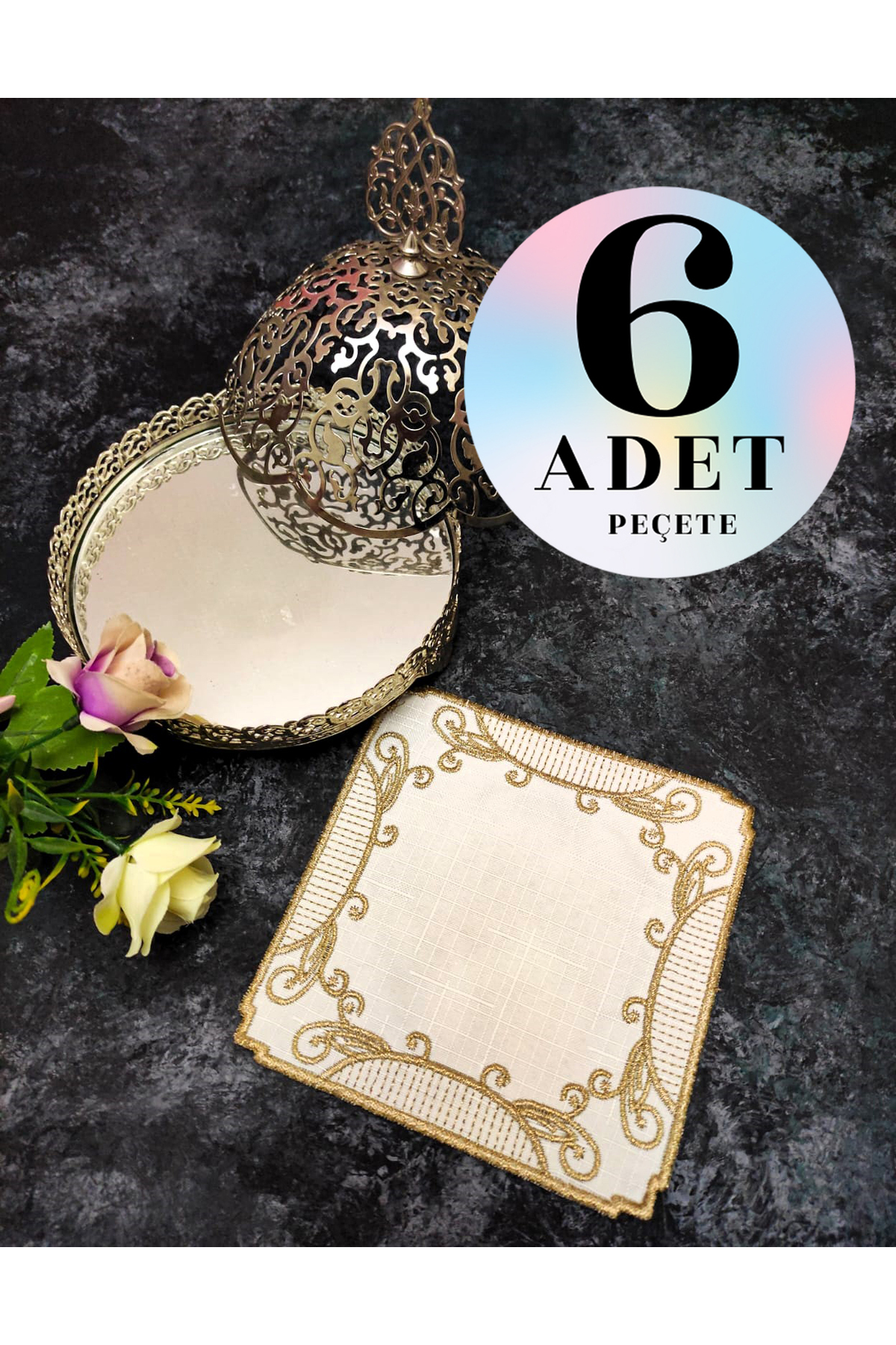 Sunumluk Peçete, Kokteyl Peçetesi, Kahve Yanı Sunumluk, Bardak Altlığı 6 Adet Sunum Peçetesi