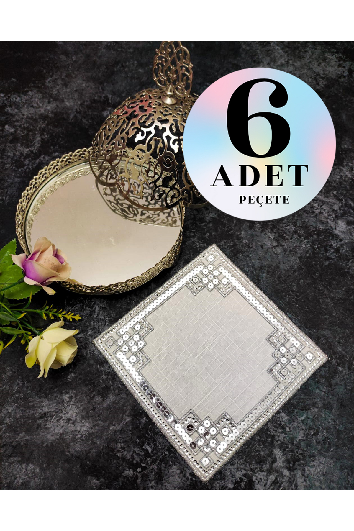 Sunumluk Peçete, Kokteyl Peçetesi, Kahve Yanı Sunumluk, Bardak Altlığı 6 Adet Sunum Peçetesi