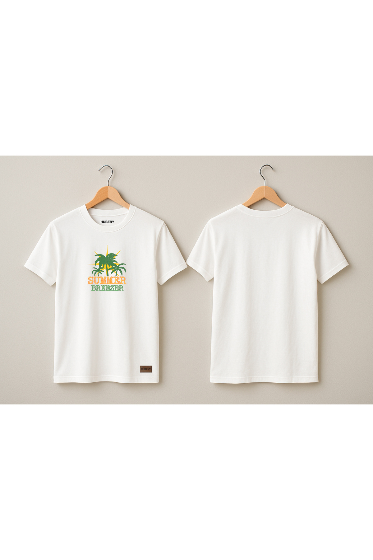 Kadın Tişört Summer Breeze Yazılı Palmiye Baskılı Relaxed Fit – HUBERY