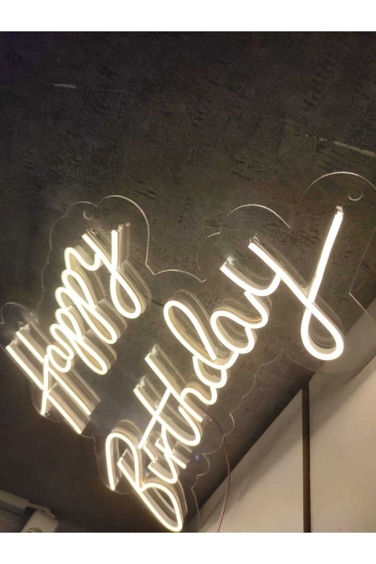 Happy Birthday Doğum Günü Neon Yazı Dekoratif Işık Organizasyon Arka Plan Aydınlatma 45 x 25 Cm