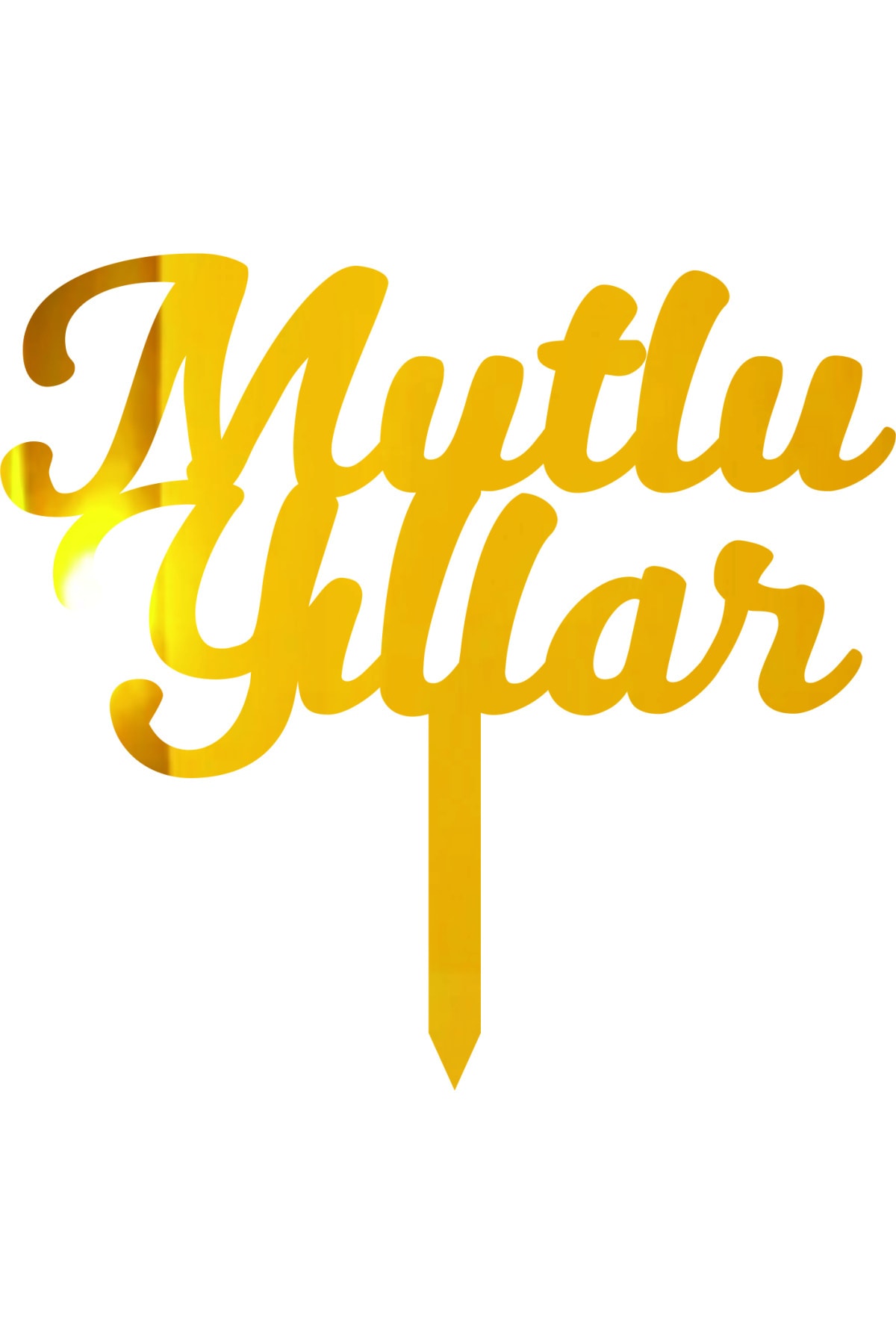 Mutlu Yıllar Altın Renk Ayna Pleksi Pasta Süsü