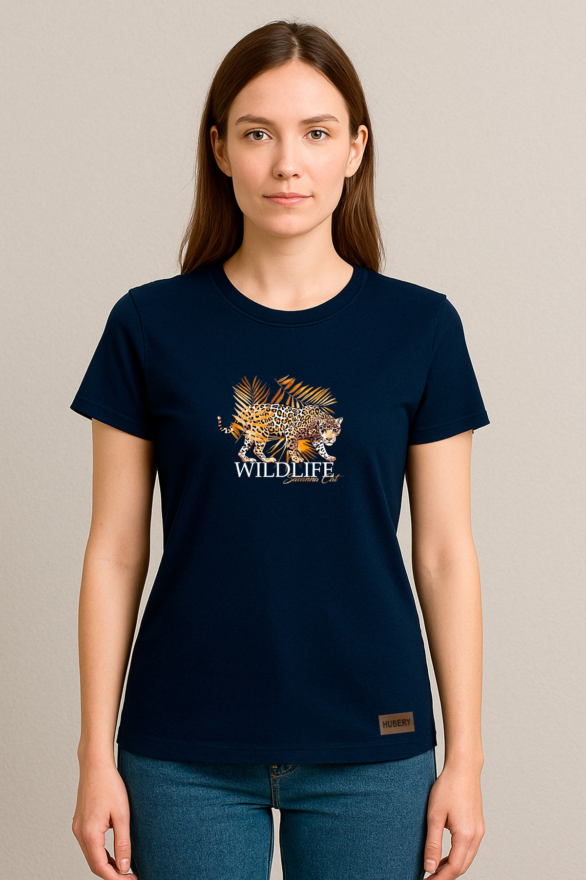 Kadın Relaxed Fit Tişört Leopar Desenli Baskılı Yazlık – HUBERY