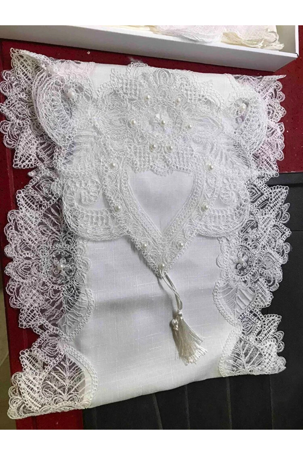 12 Kişilik Masa Örtüsü Takımı, Masa Seti 12 Kişilik 26 Parça 160x220cm Yarım Dantel