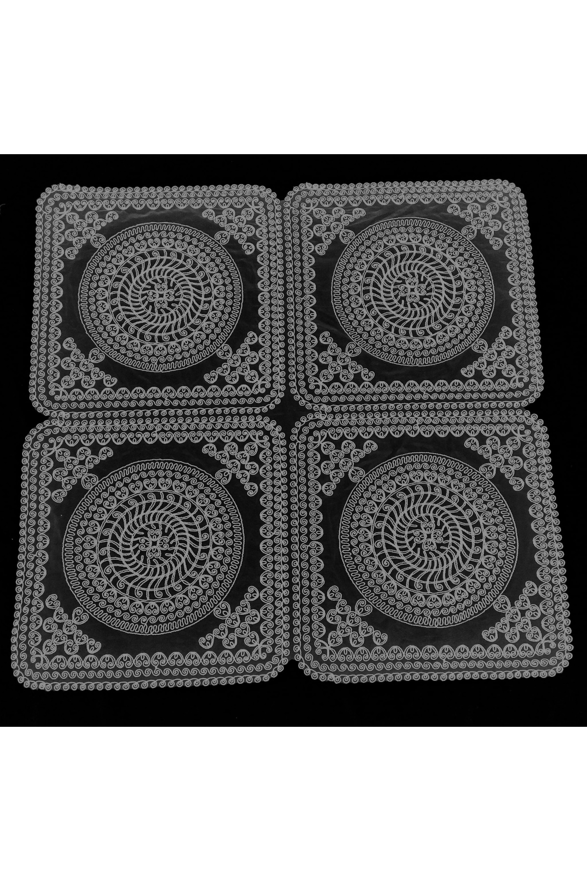 Fransız Dantel Tek Fiskos 100x100 cm Sehpa Örtüsü Fiskos