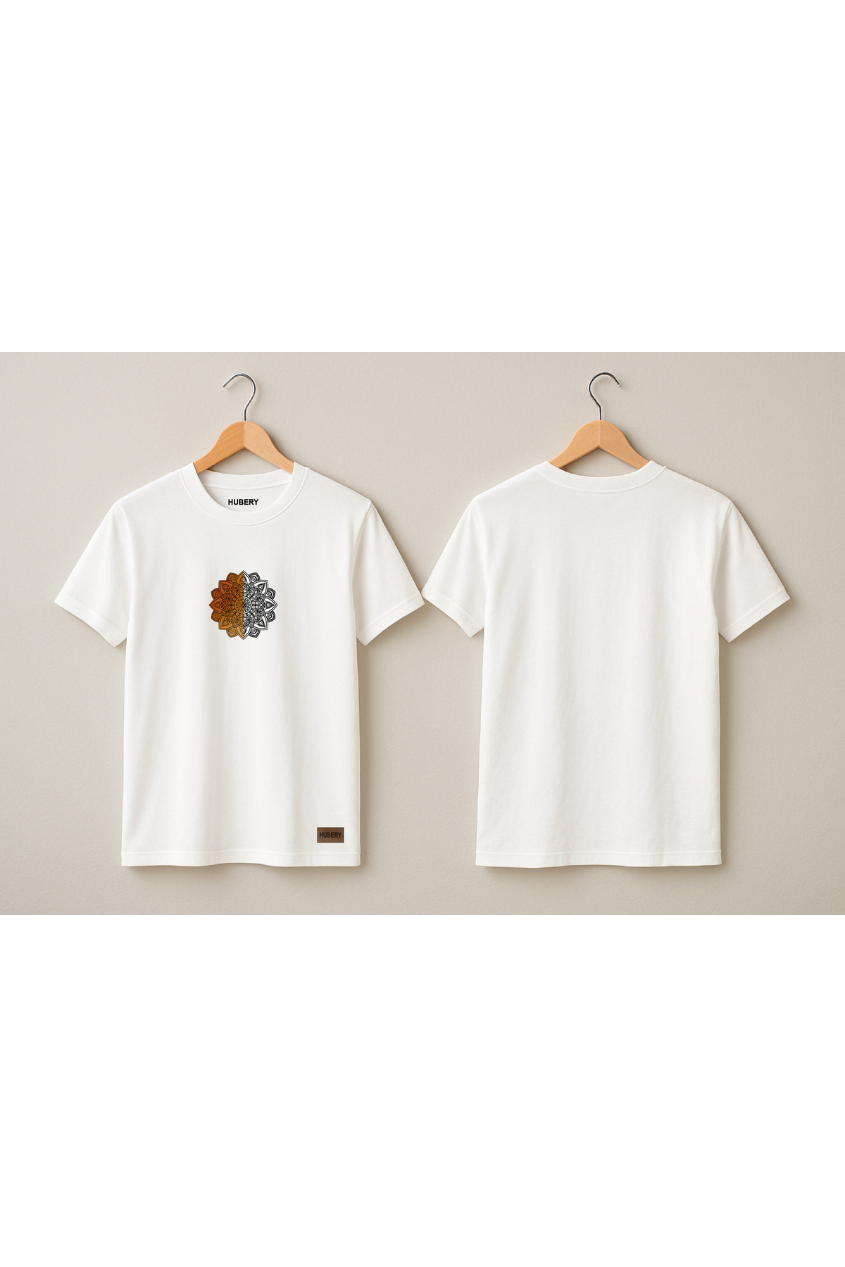 Kadın Beyaz Tişört Mandala Çiçek Desenli Relaxed Fit – HUBERY