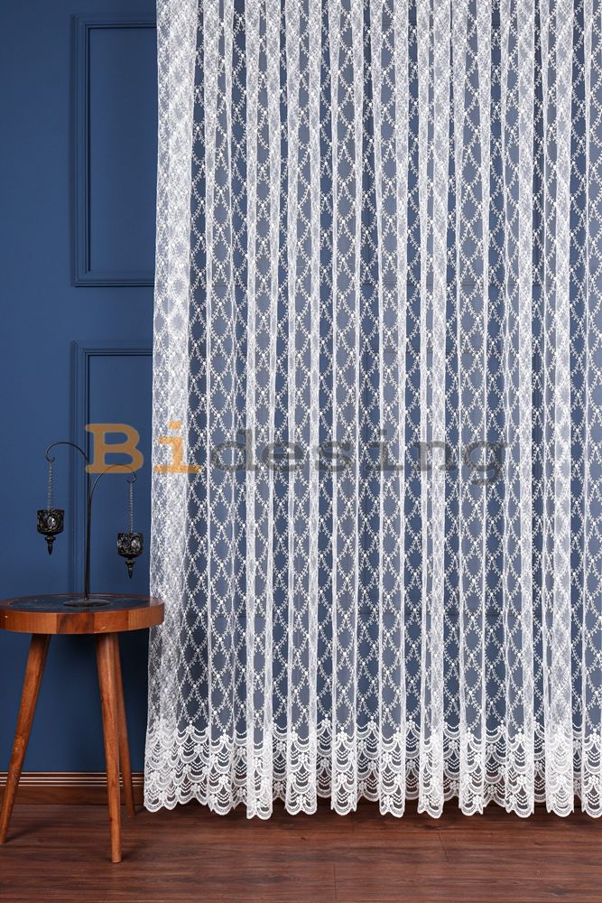 Balık Ağı Desenli Brode Tül Perde