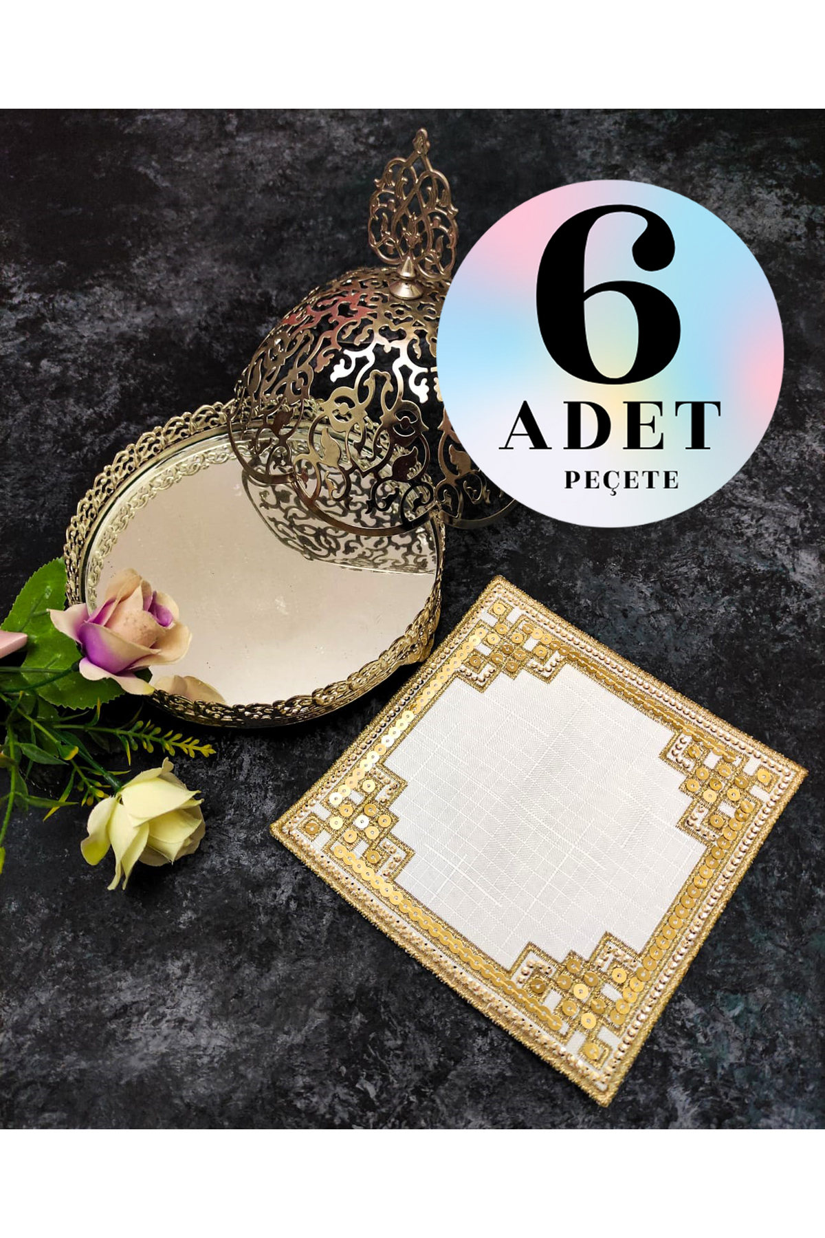 Sunumluk Peçete, Kokteyl Peçetesi, Kahve Yanı Sunumluk, Bardak Altlığı 6 Adet Sunum Peçetesi
