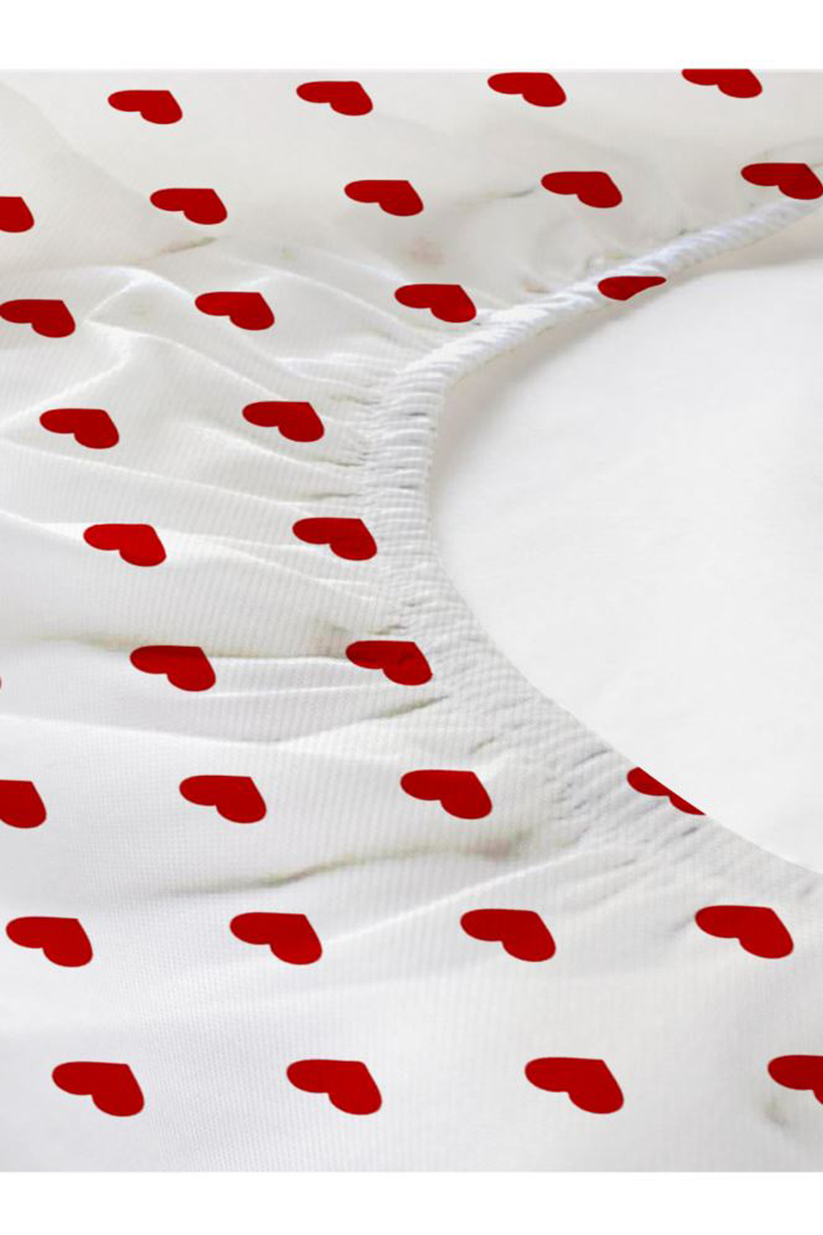 Tek Kişilik Lastikli Çarşaf Seti + 1 Adet Yastık Kılıfı 100x200cm Kalp Desen