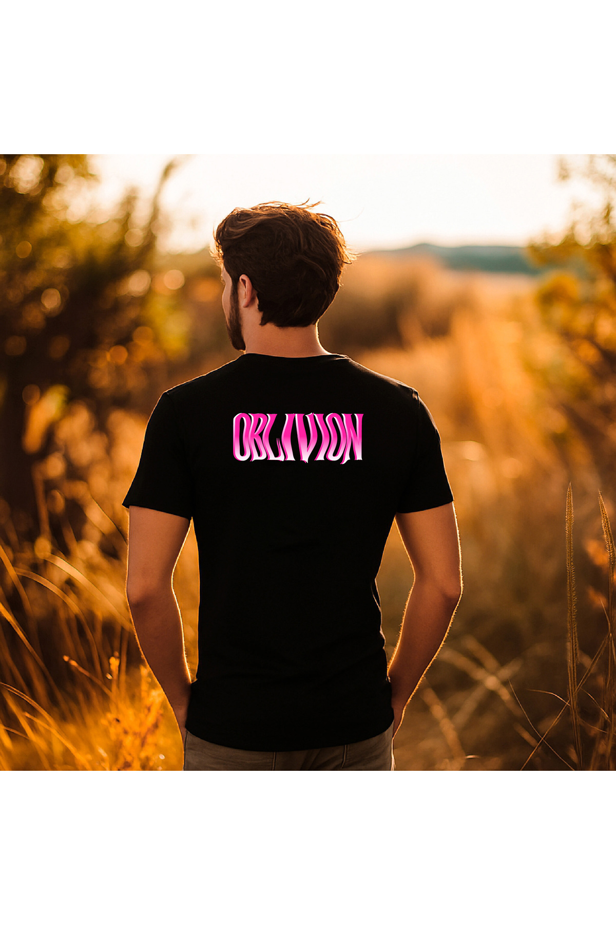 ERKEK SIRT BASKILI TİŞÖRT - OBLIVION YAZILI, RELAXED FIT / HUBERY
