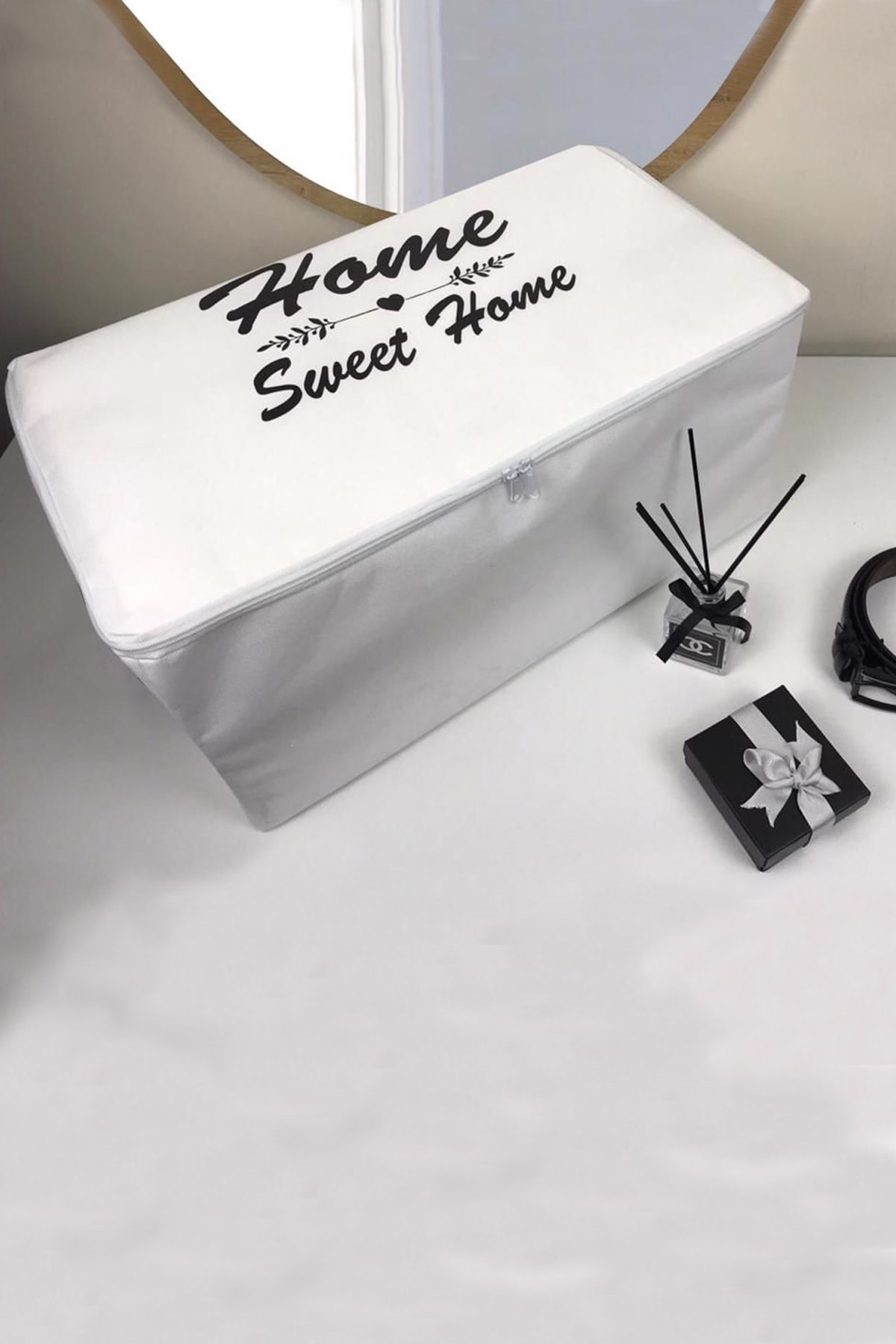 Fermuarlı Çeyizlik Hurç - Home Sweet Home - Mega Boy 80x50x40cm - Saklama Hurcu, Düzenleme Hurcu