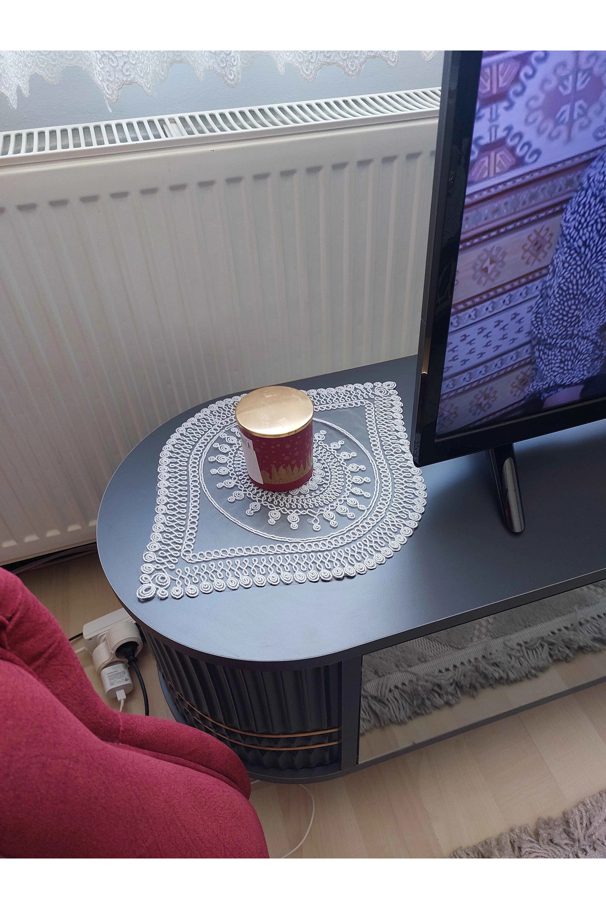 Supla Runner Seti Sunumluk Kordone Nakışlı Modern Amerikan Servis Takımı 6 Kişilik Set