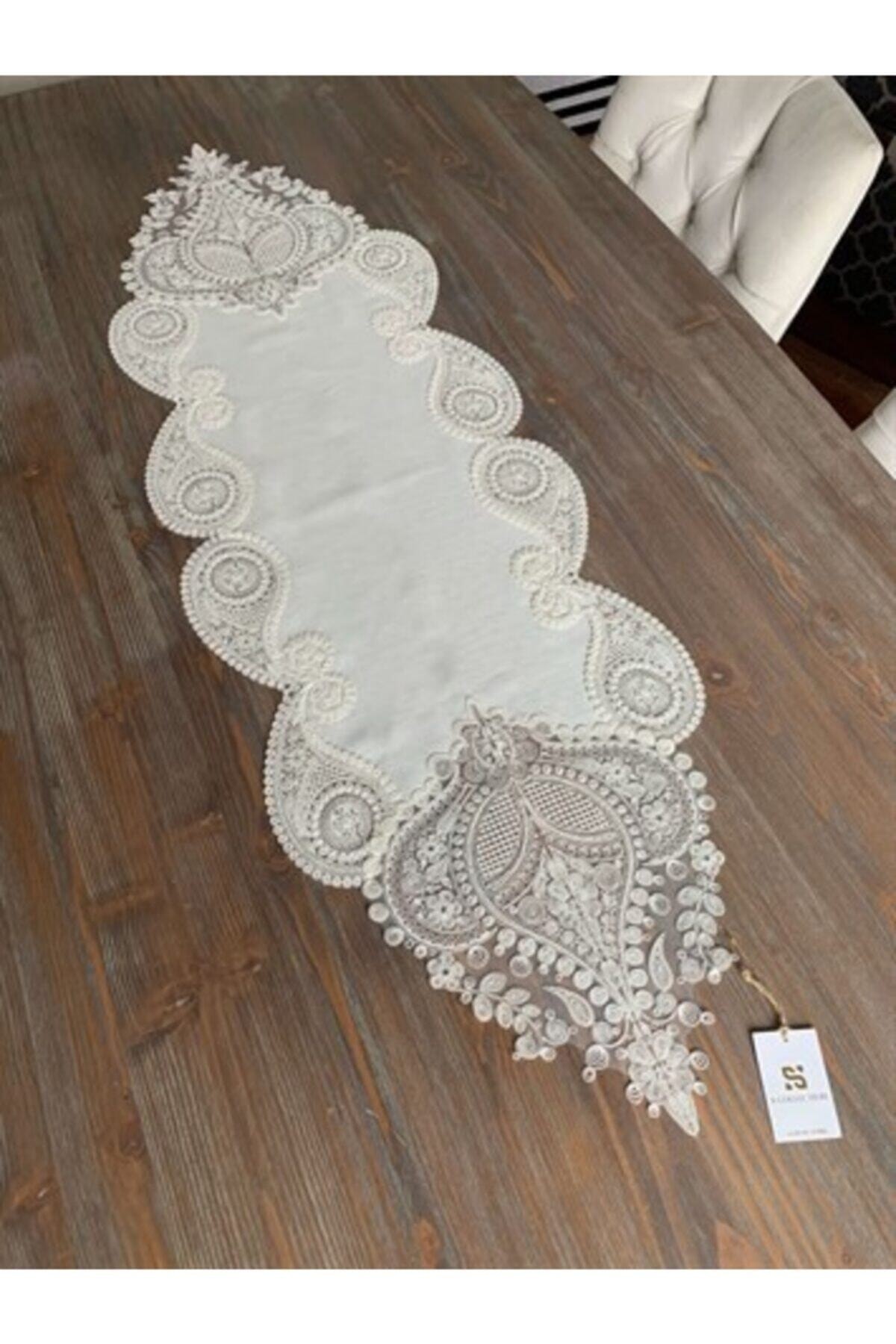 5parça Dantelli Keten Salon Takımı Krem