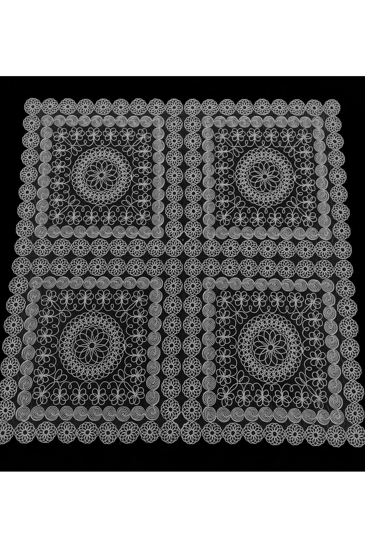 Fransız Dantel Tek Fiskos 100x100cm, Sehpa Örtüsü Fiskos