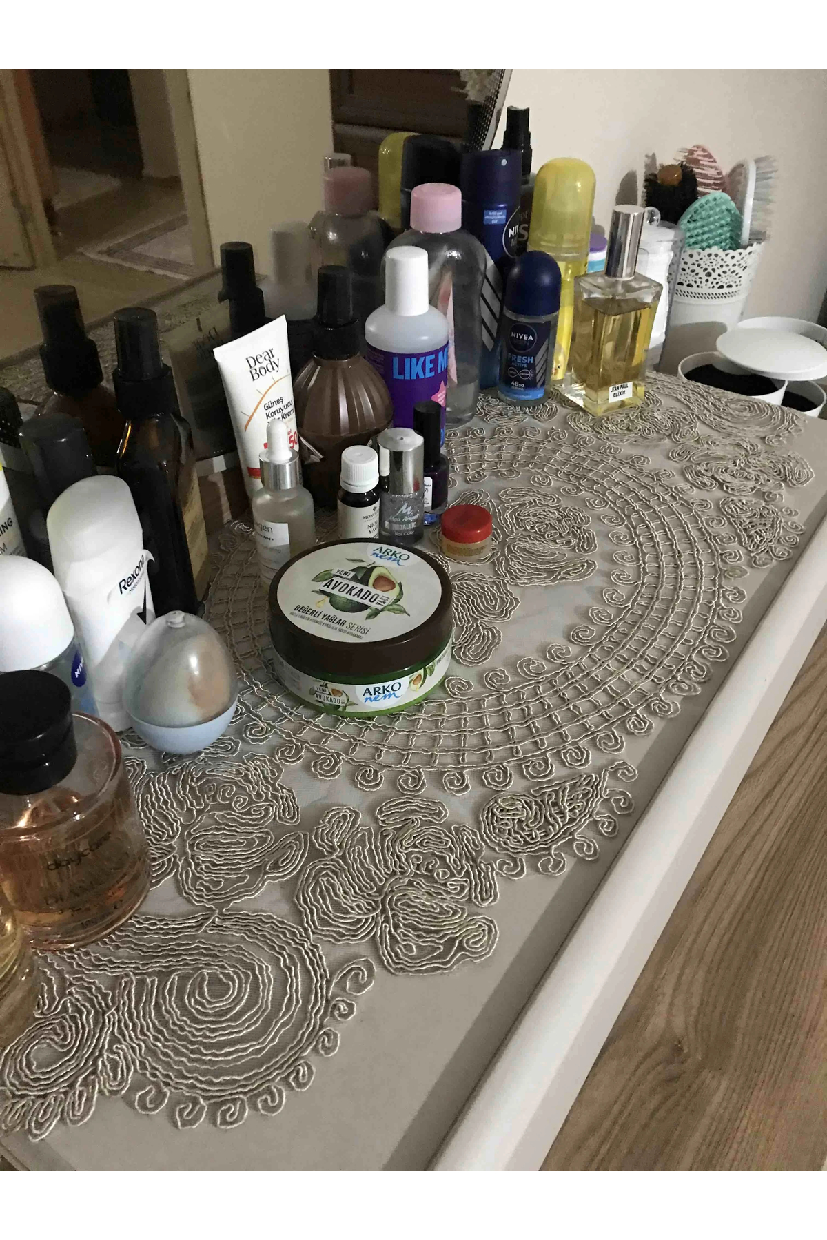 Salon Takımı, Yatak Odası 3 Parça Sehpa Örtüsü, Masa Örtüsü 3 Parça Oda Takımı
