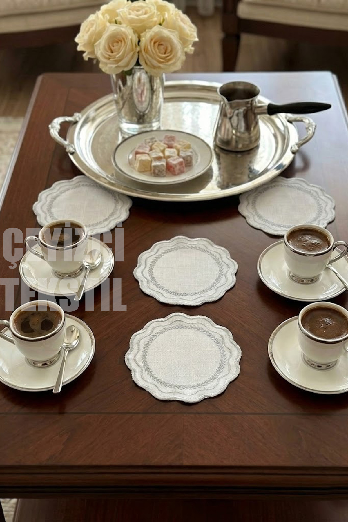 Sunumluk Peçete, Kokteyl Peçetesi, Kahve Yanı Sunumluk, Bardak Altlığı 6 Adet Sunum Peçetesi
