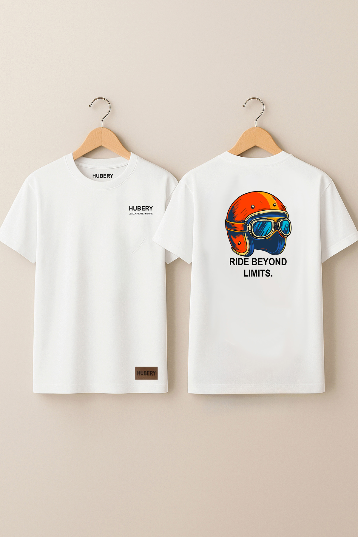 Erkek Relaxed Fit Tişört Motosiklet Kask Baskılı –