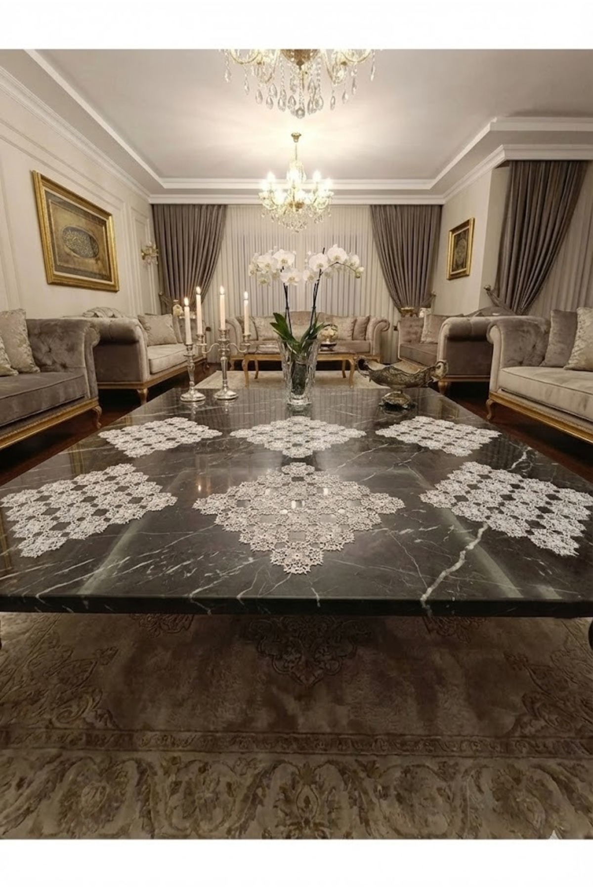 6 Adet Parça Salon Vitrin Peçetesi Sehpa Takımı, İğne Oyası Peçete
