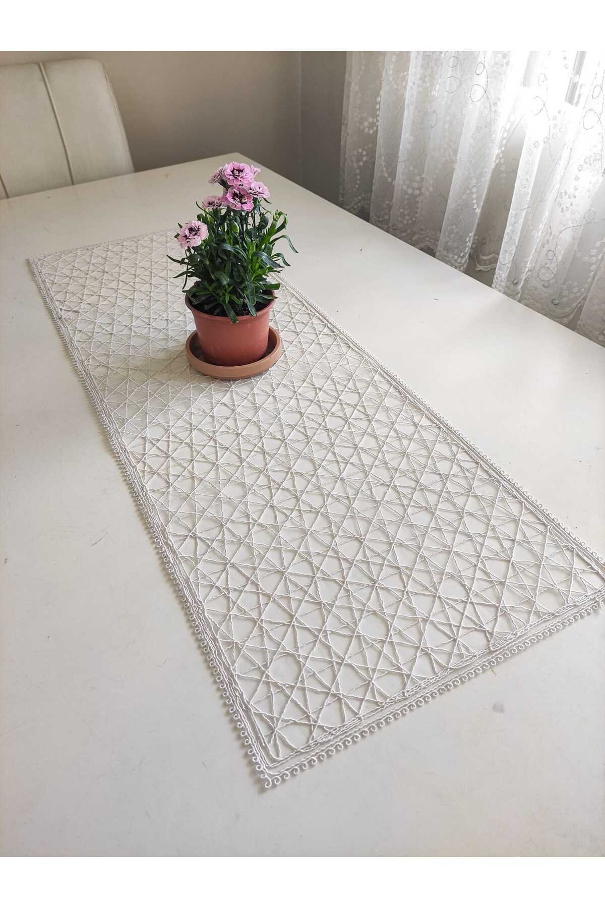 Fransız Dantel Detaylı Tek Runner, Masa Üzerine Runner, Masa Örtüsü Runneri