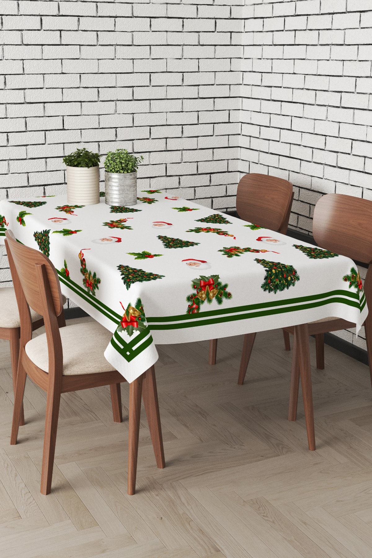 Yılbaşı Desenli Masa Örtüsü, Noel Masa Örtüsü, Dijital Özel Tasarım Christmas Noel Masa Örtüsü