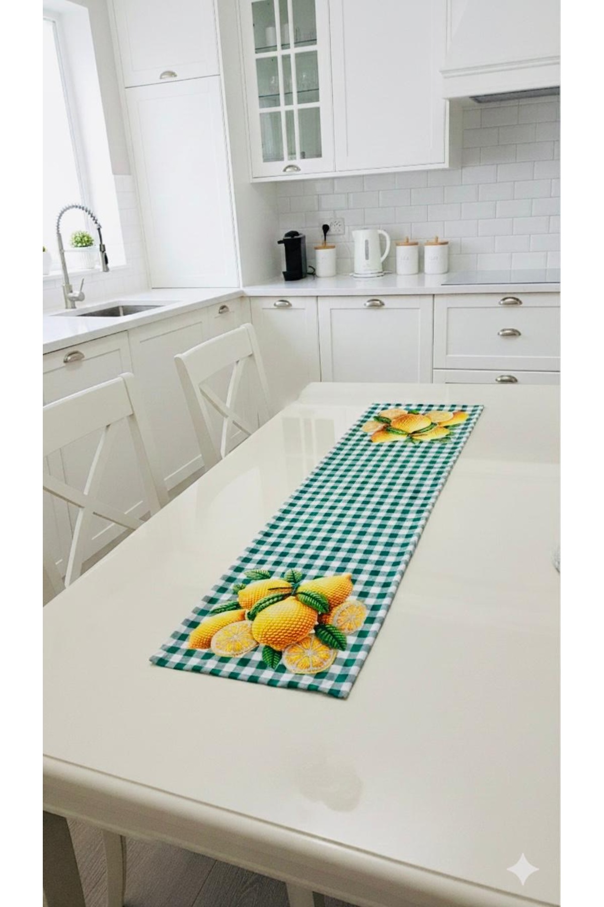 Digital Baskılı Pitikare Limon Desenli Dekoratif Masa Runner