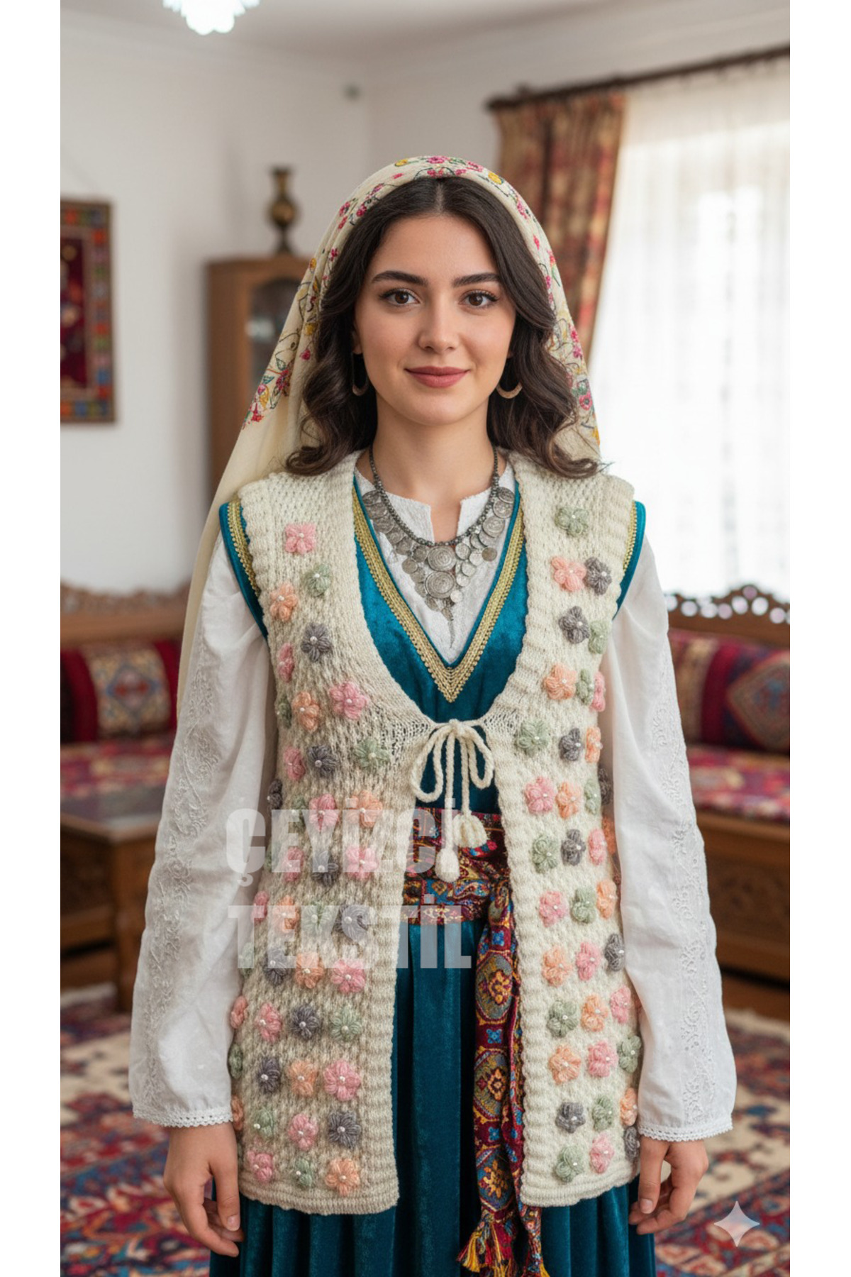 Özel Tasarım Boncuklu Yelek, Çeyizlik Yelek, El İşi Süsleme Yelek