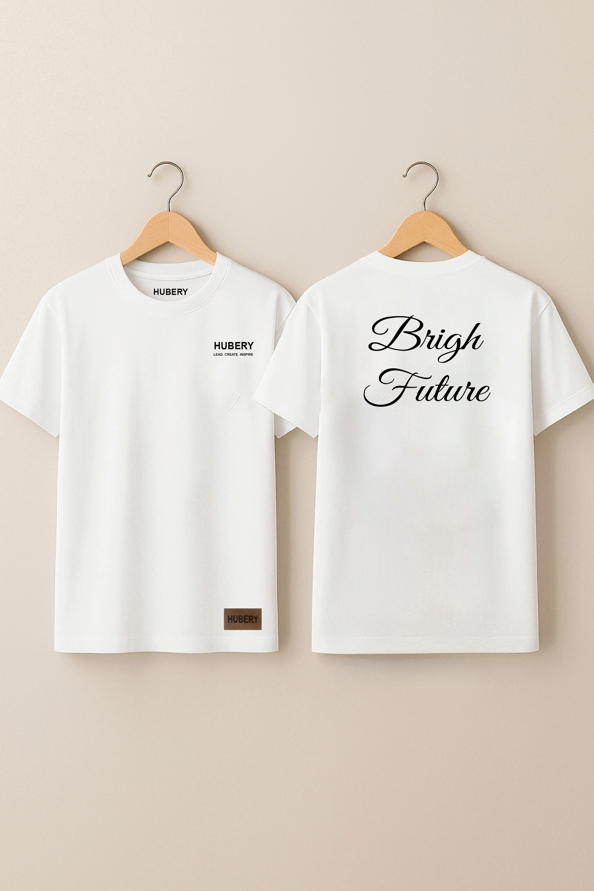 ERKEK SIRT BASKILI TİŞÖRT - BRIGHT FUTURE YAZILI, RELAXED FIT / HUBERY