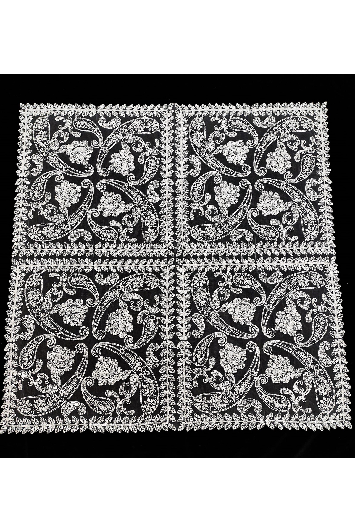 Fransız Dantel Tek Fiskos 100x100cm, Sehpa Örtüsü Fiskos