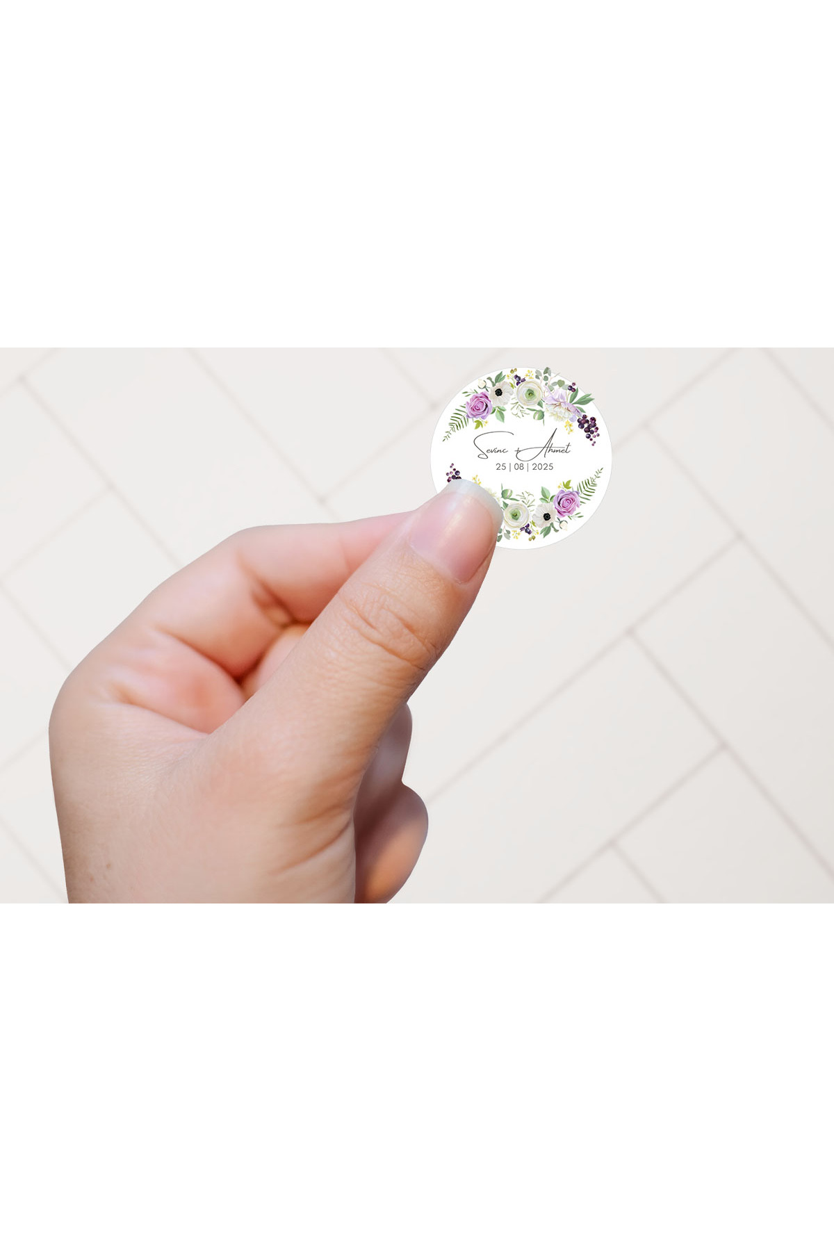 Kişiye Özel Kına-Nişan-Söz-Nikah-Düğün Etiketi-Özel Kesim Etiket 50 Adet 3,5x3,5cm