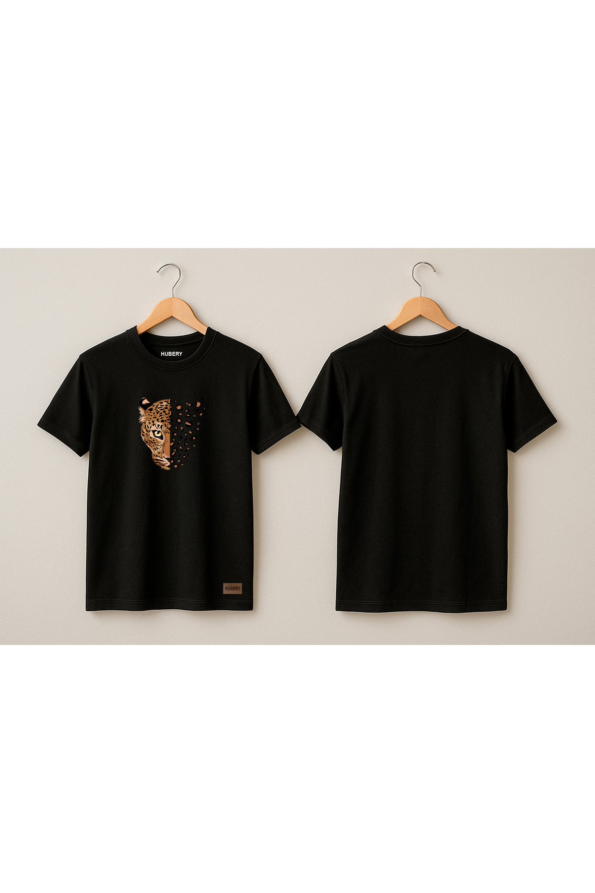Kadın Relaxed Fit Tişört Leopar Yüz Desenli – HUBERY