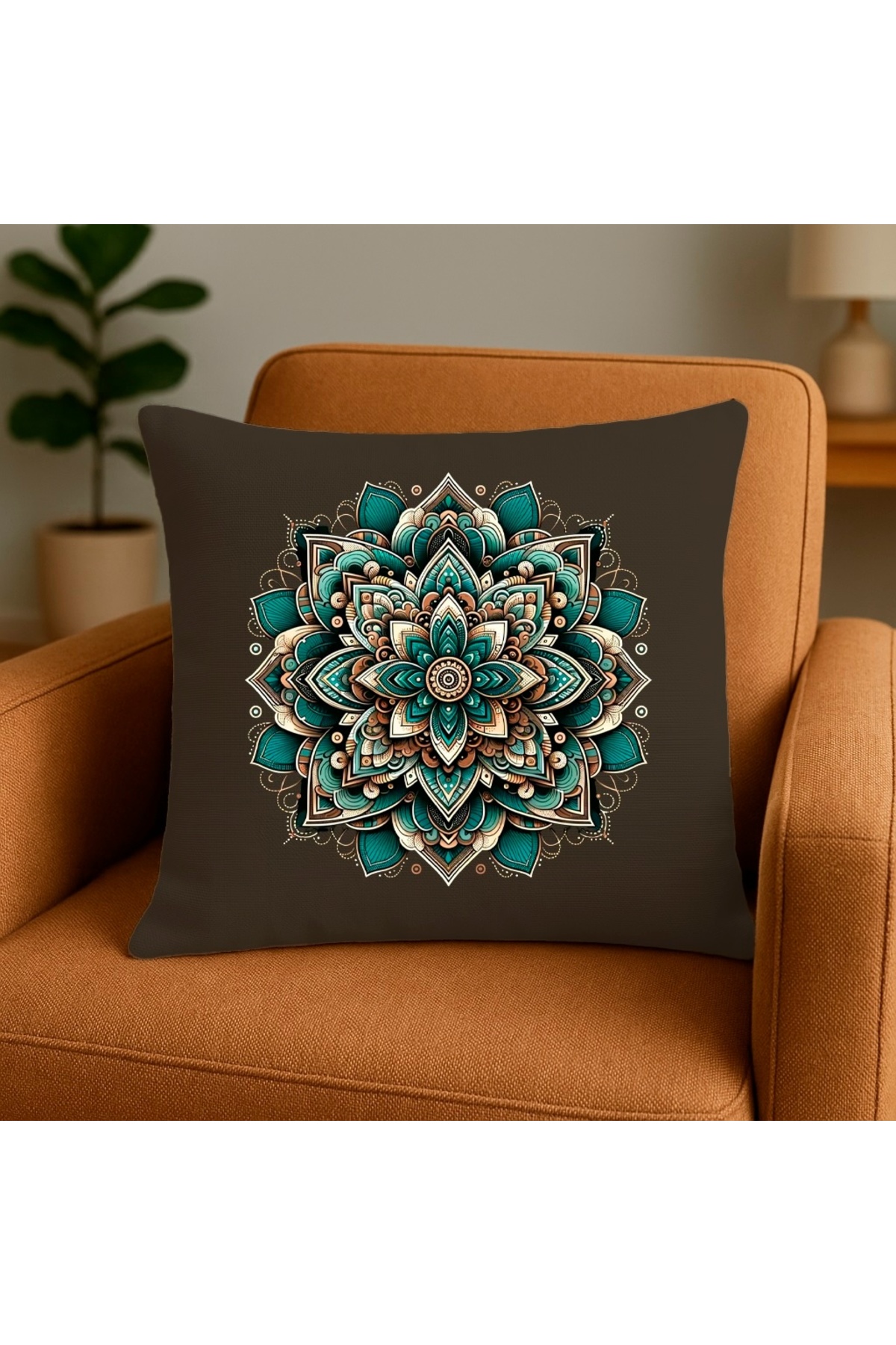 Digital Baskılı Mandala Desenli Dekoratif Kırlent kılıfı