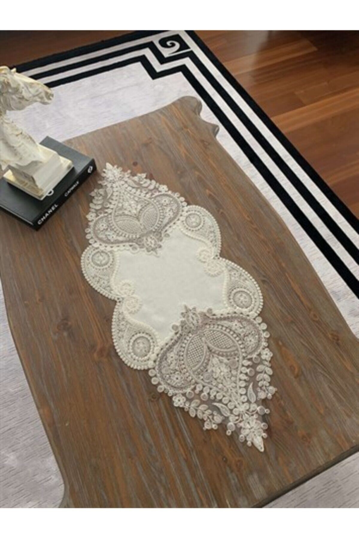 5parça Dantelli Keten Salon Takımı Krem