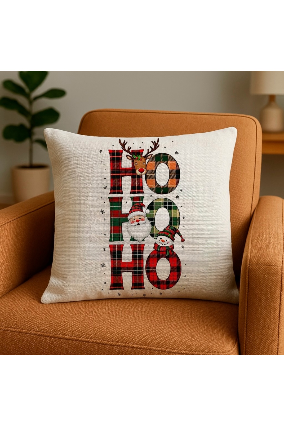 Digital Baskılı Dekoratif Kırlent Kılıfı Christmas Desenli