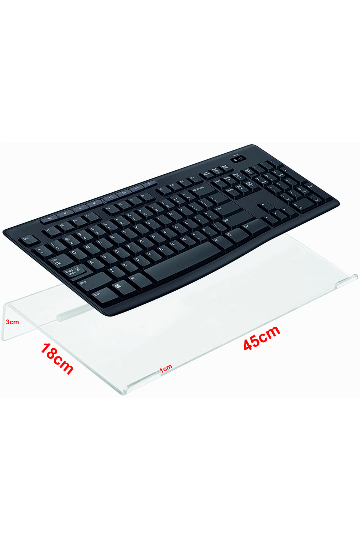Pleksi Şeffaf Klavye Yükseltici Stand 45x18 Cm