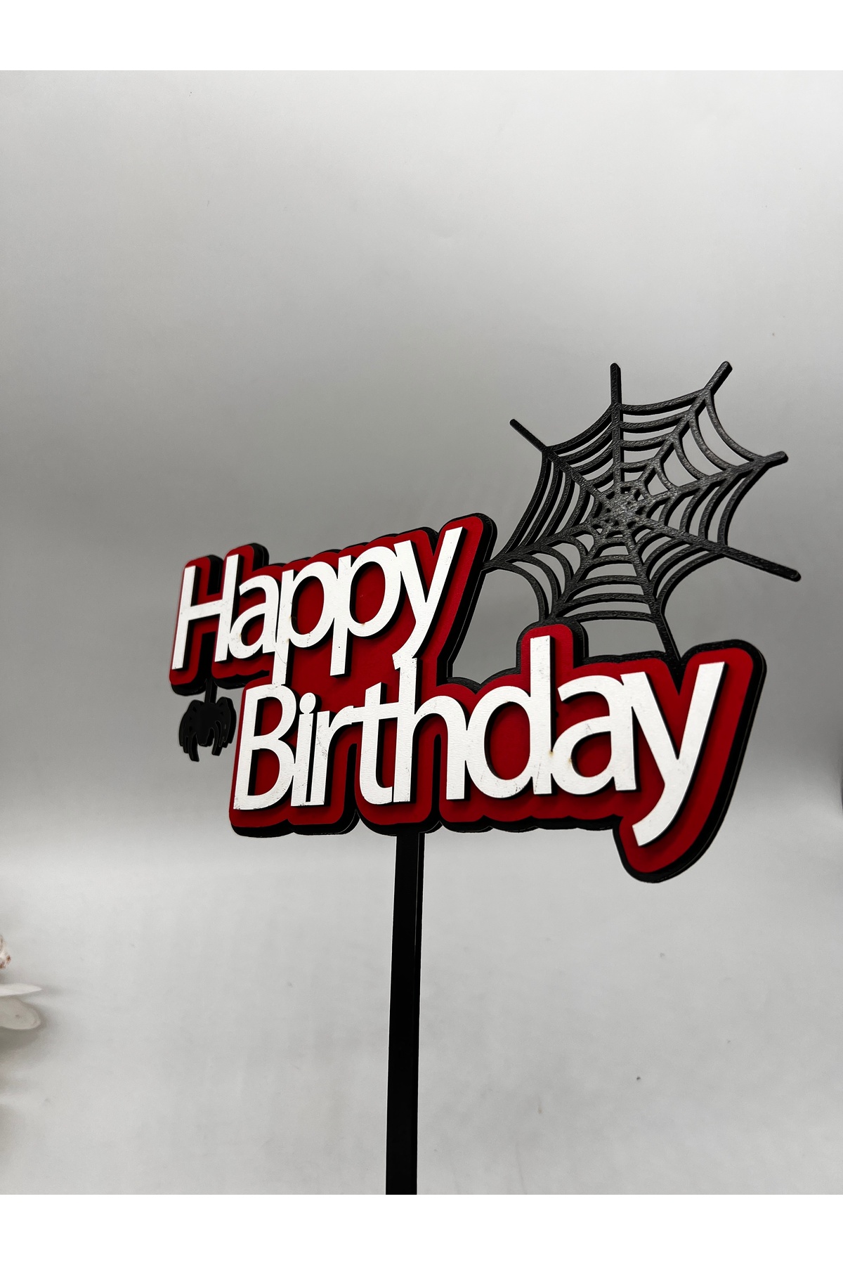 Happy Birthday Pasta Süsü Örümcek Konseptli - Wednesday, Mutlu Yıllar