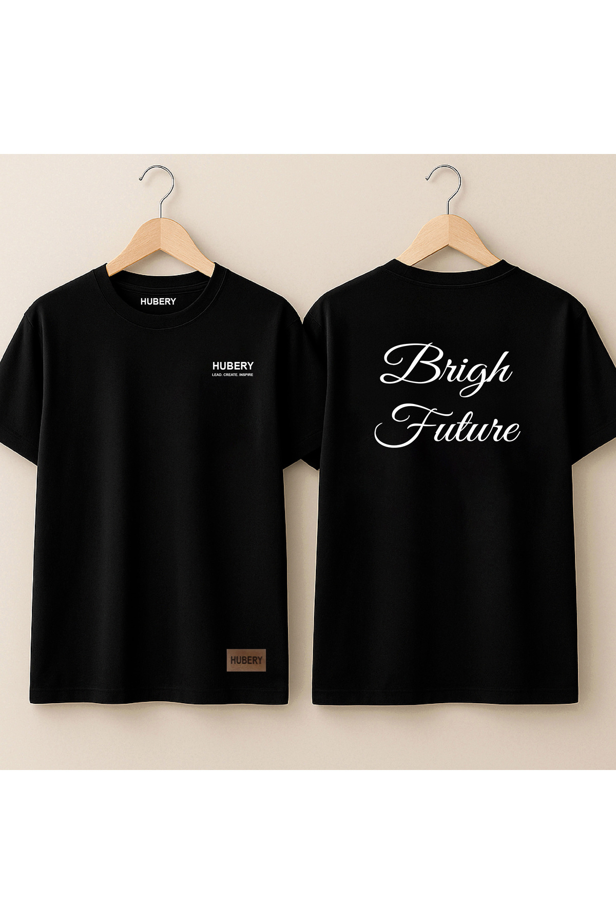 ERKEK SIRT BASKILI TİŞÖRT - BRIGHT FUTURE YAZILI, RELAXED FIT / HUBERY